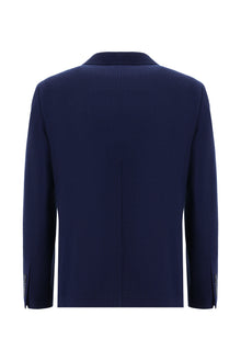 Açık Lacivert Slim Fit Dar Kesim Yünlü Desenli Ceket