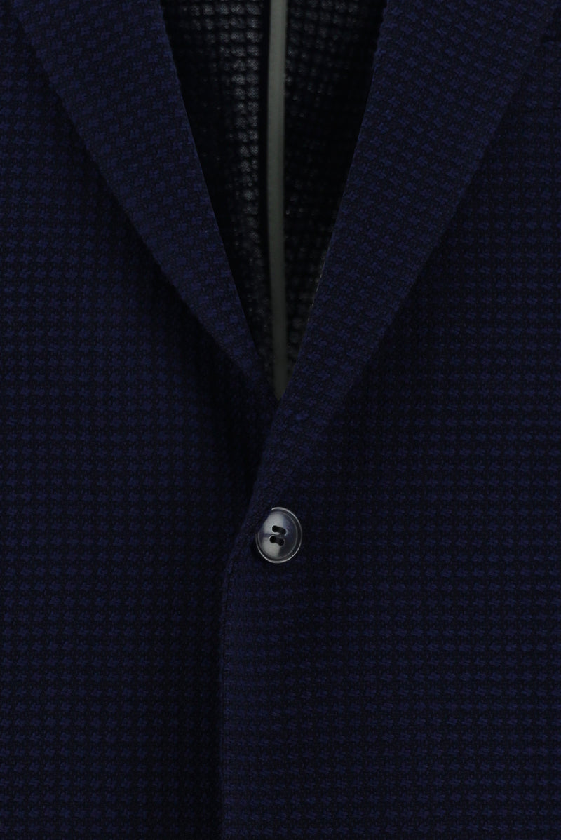 Açık Lacivert Slim Fit Dar Kesim Yünlü Desenli Ceket