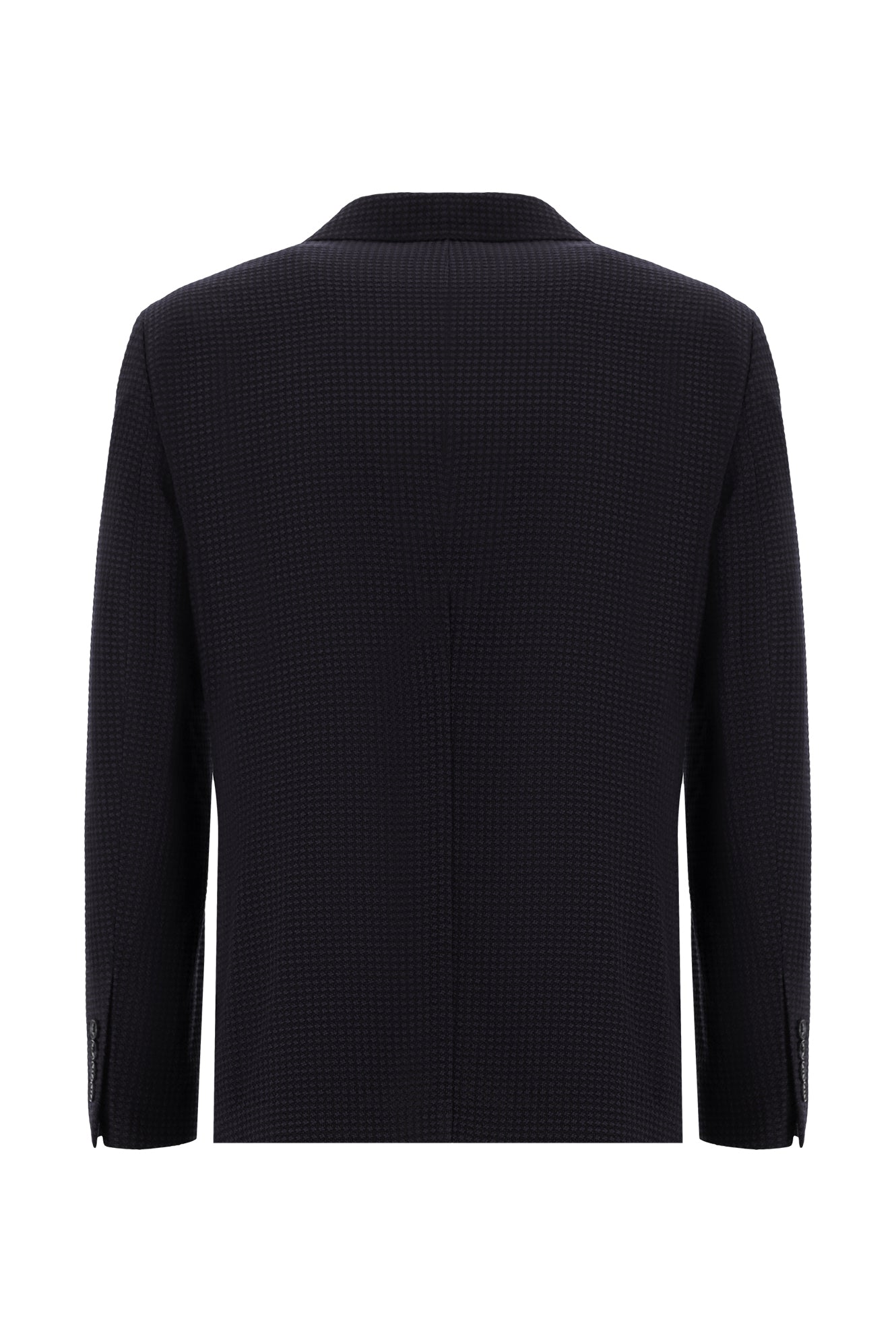 Orta Lacivert Slim Fit Dar Kesim Yünlü Desenli Ceket