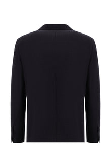 Orta Lacivert Slim Fit Dar Kesim Yünlü Desenli Ceket