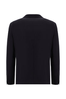 Orta Lacivert 7 Drop Slim Fit Dar Kesim Yünlü Desenli Ceket-Abdullah Ki??l?