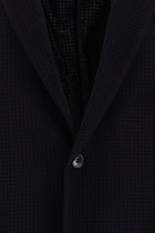 Orta Lacivert Slim Fit Dar Kesim Yünlü Desenli Ceket