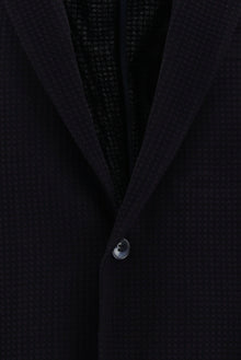 Orta Lacivert Slim Fit Dar Kesim Yünlü Desenli Ceket