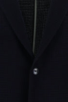 Koyu Lacivert Slim Fit Dar Kesim Yünlü Desenli Ceket
