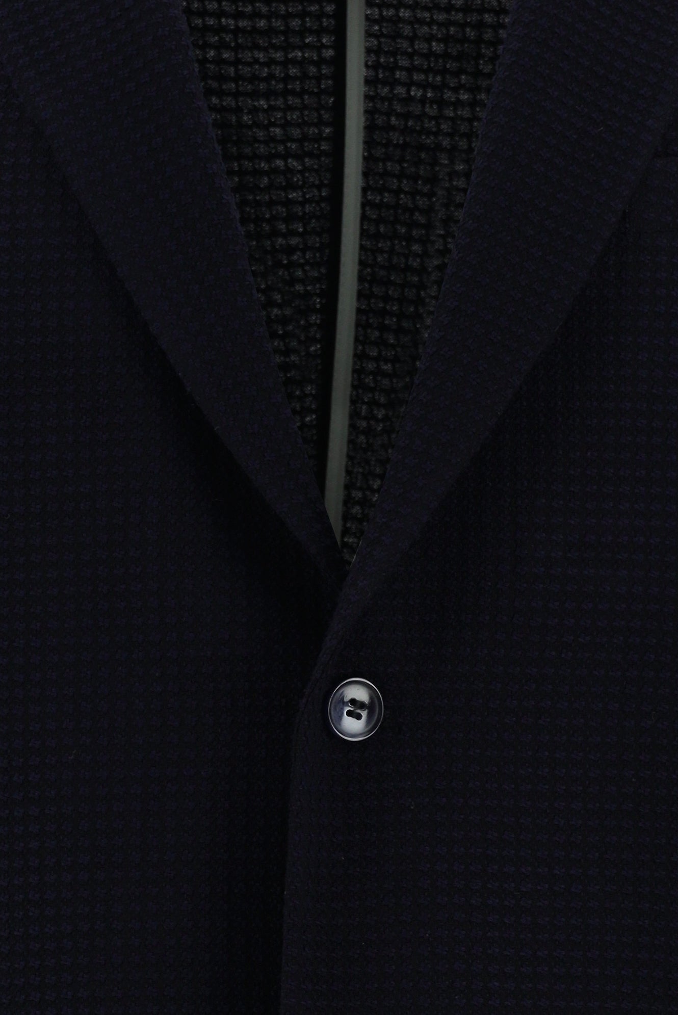 Koyu Lacivert Relaxed Fit Rahat Kesim Yünlü Desenli Ceket