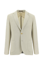 Krem Slim Fit Dar Kesim Yünlü Desenli Ceket