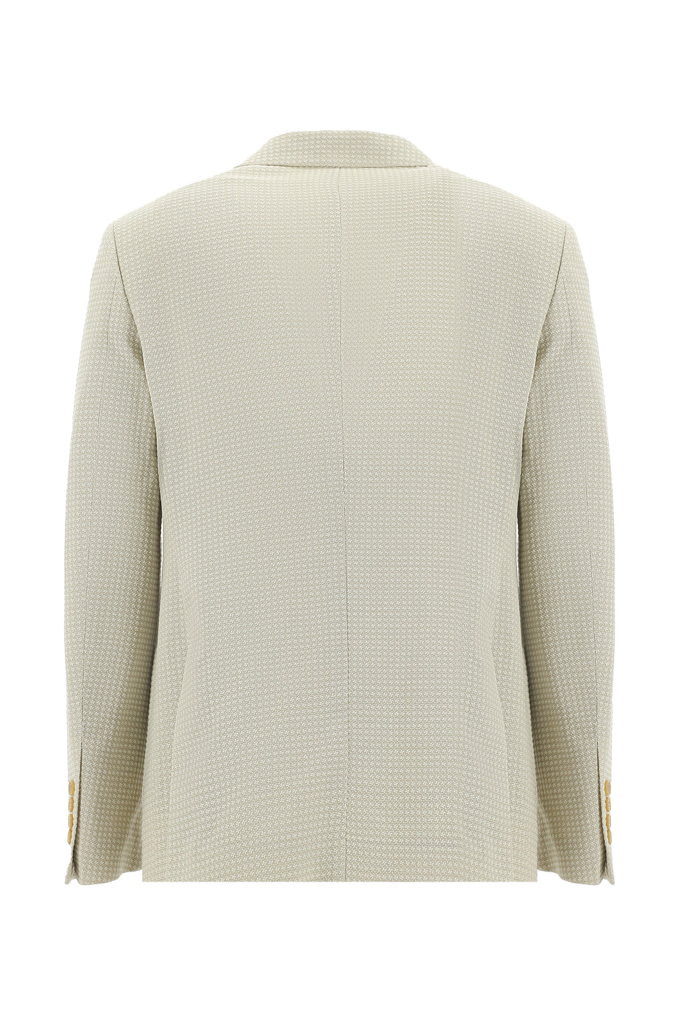 Krem Slim Fit Dar Kesim Yünlü Desenli Ceket