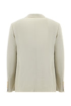 Krem Slim Fit Dar Kesim Yünlü Desenli Ceket