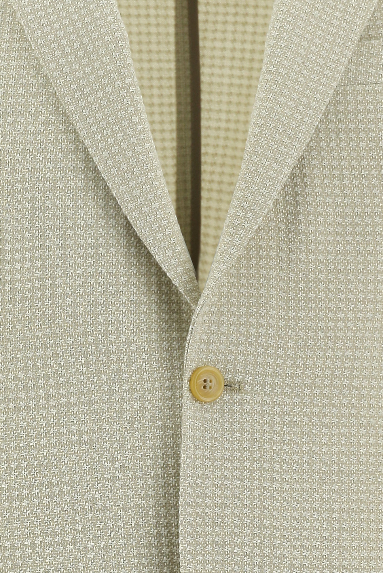 Krem Slim Fit Dar Kesim Yünlü Desenli Ceket