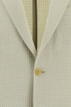 Krem Slim Fit Dar Kesim Yünlü Desenli Ceket