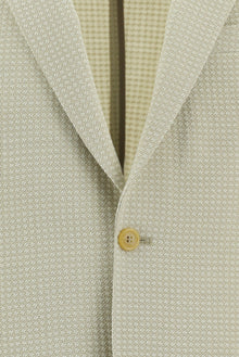 Krem Slim Fit Dar Kesim Yünlü Desenli Ceket