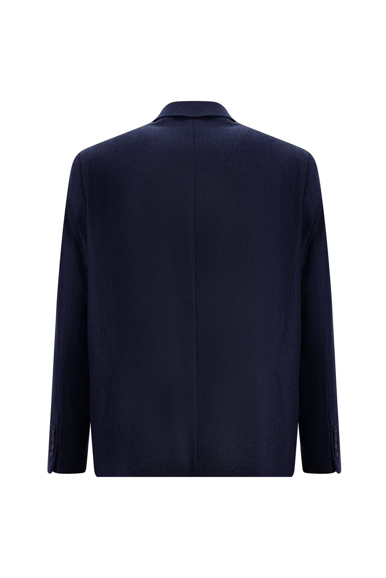 Koyu Lacivert Relaxed Fit Rahat Kesim Yünlü Desenli Ceket