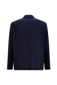 Koyu Lacivert Relaxed Fit Rahat Kesim Yünlü Desenli Ceket