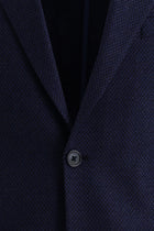 Koyu Lacivert Relaxed Fit Rahat Kesim Yünlü Desenli Ceket