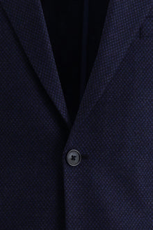 Koyu Lacivert Relaxed Fit Rahat Kesim Yünlü Desenli Ceket