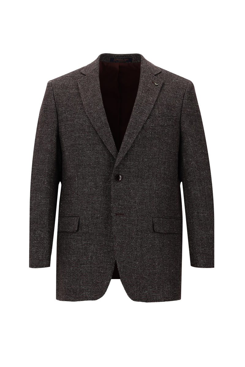 Koyu Bordo Relaxed Fit Rahat Kesim Kuşgözü Spor Keten Ceket