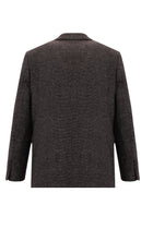 Koyu Bordo Relaxed Fit Rahat Kesim Kuşgözü Spor Keten Ceket