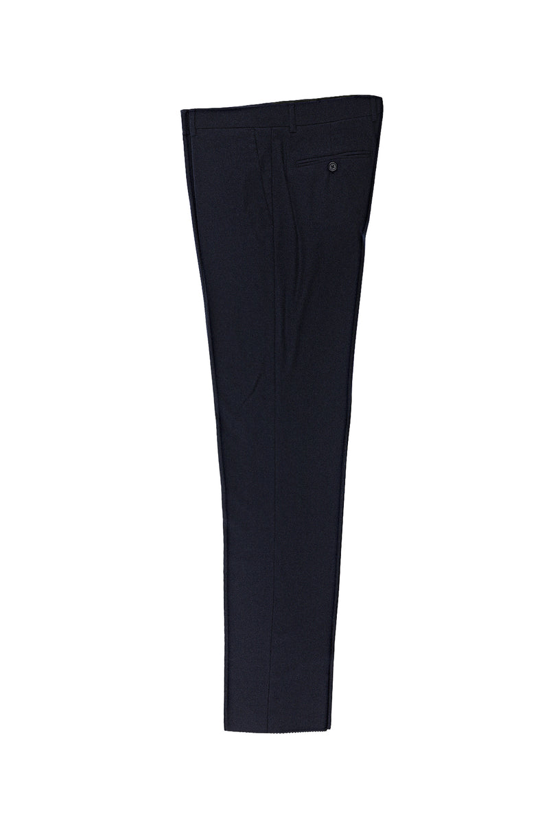 Koyu Lacivert Regular Fit Yünlü Kaşmirli Flanel Klasik Kumaş Pantolon