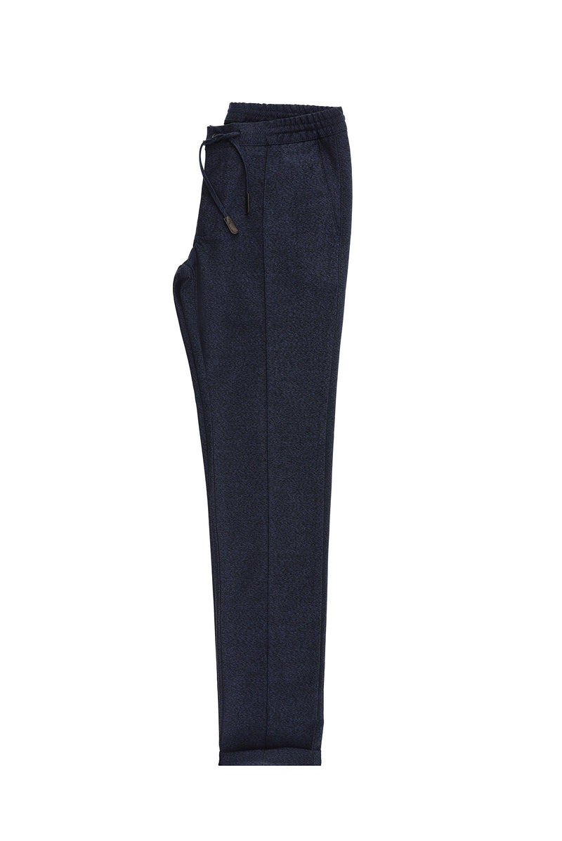 Koyu Lacivert Slim Fit Dar Kesim Beli Lastikli İpli Likralı Pantolon
