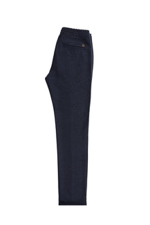 Koyu Lacivert Slim Fit Dar Kesim Beli Lastikli İpli Likralı Pantolon