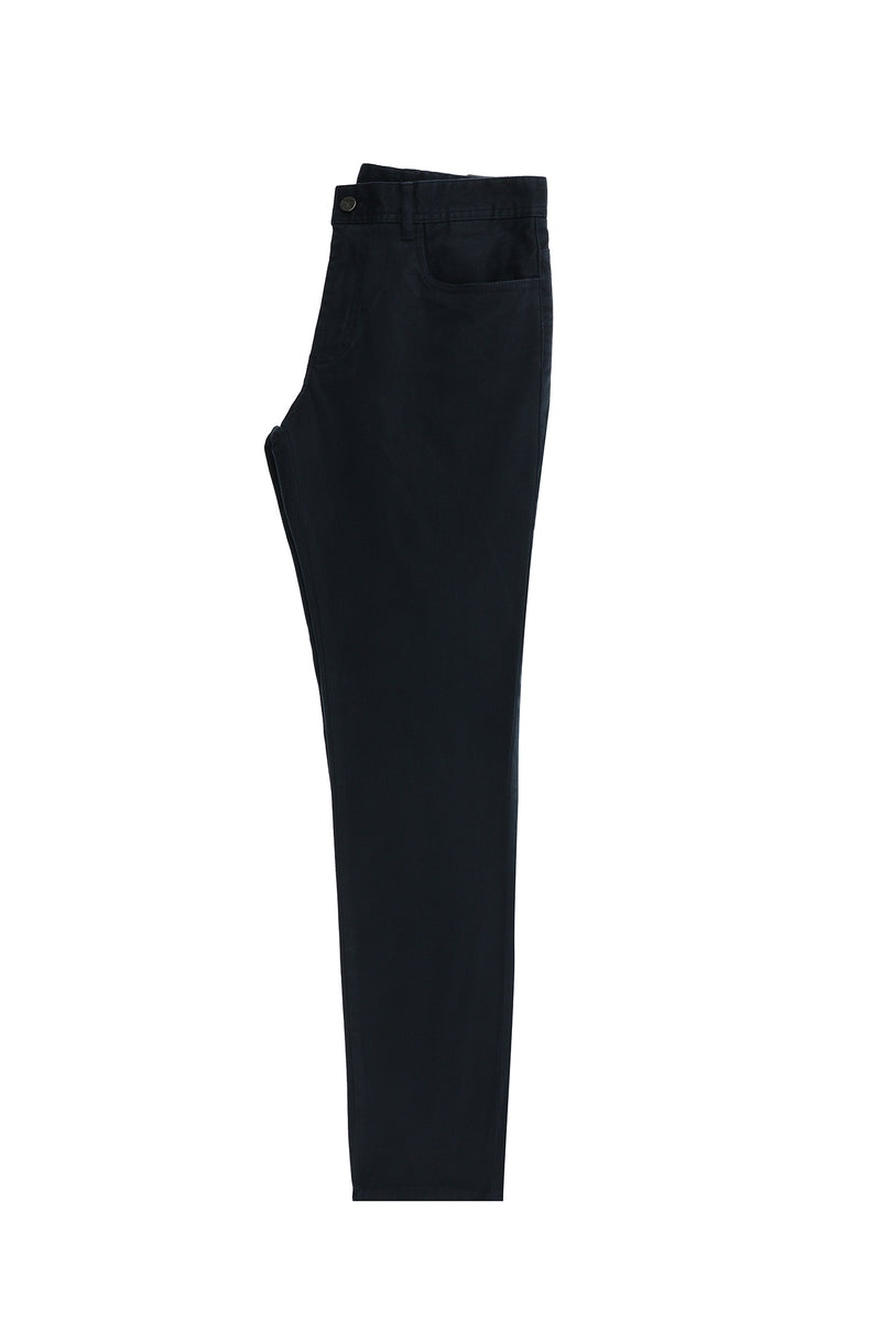 Koyu Lacivert Slim Fit Dar Kesim Desenli Likralı Kanvas / Chino Pantolon