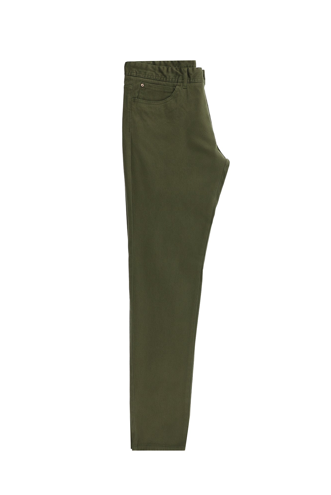 Yağ Yeşili-Olive Regular Fit Desenli Likralı Kanvas / Chino Pantolon