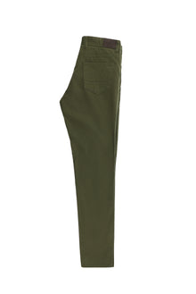 Yağ Yeşili-Olive Regular Fit Desenli Likralı Kanvas / Chino Pantolon