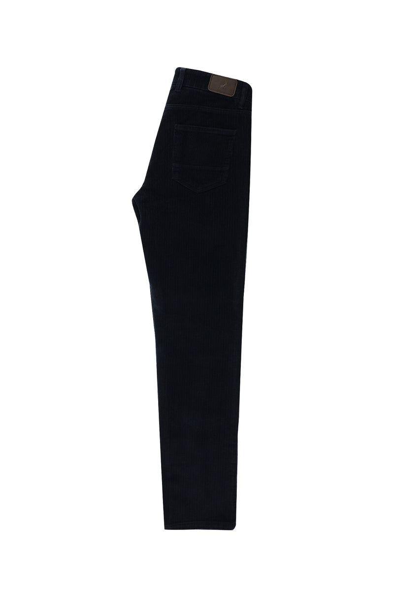 Orta Lacivert Slim Fit Dar Kesim Pamuk Kadife Pantolon