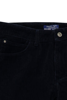 Orta Lacivert Slim Fit Dar Kesim Pamuk Kadife Pantolon-Abdullah Ki??l?