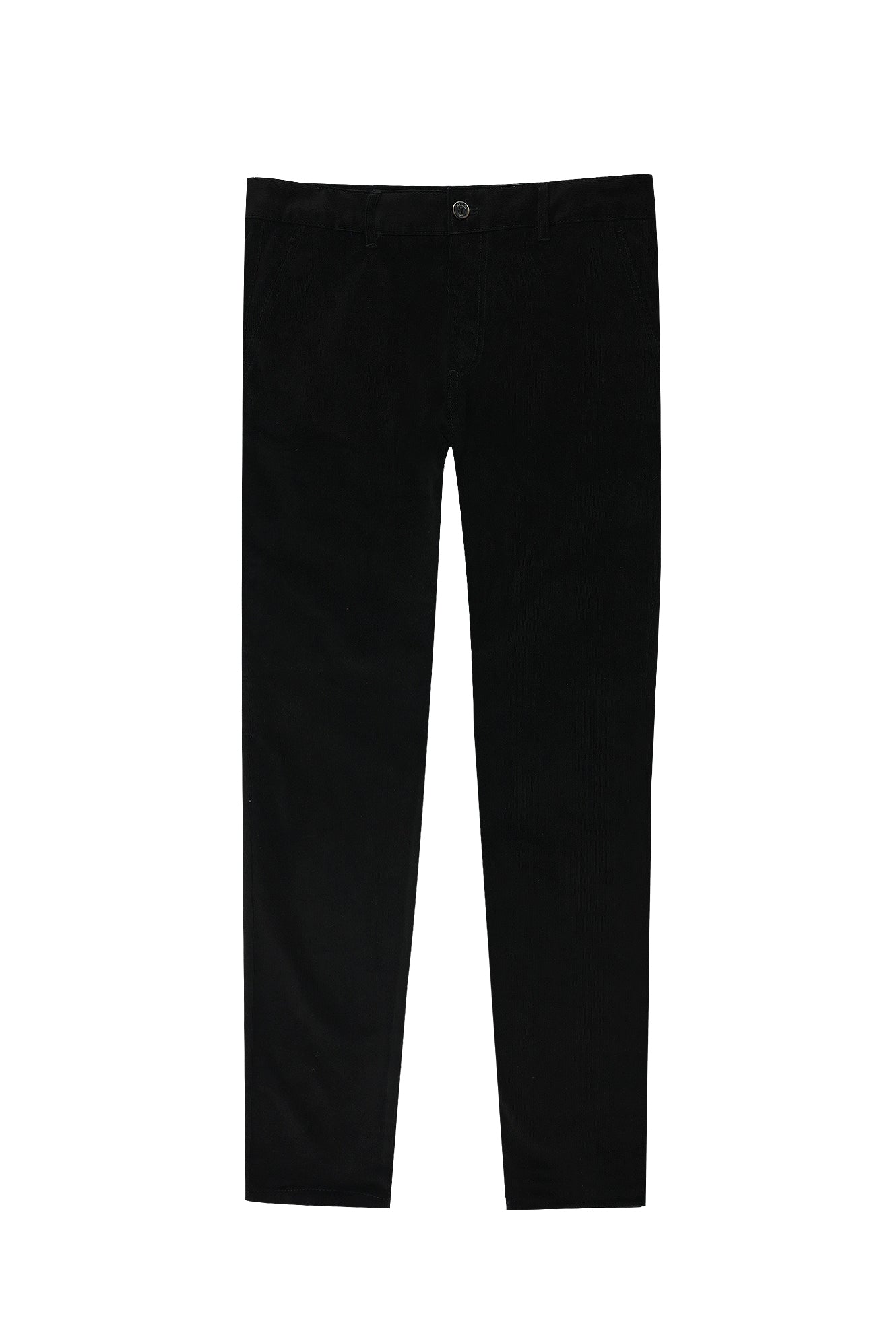 Siyah Regular Fit Likralı Kadife Pantolon