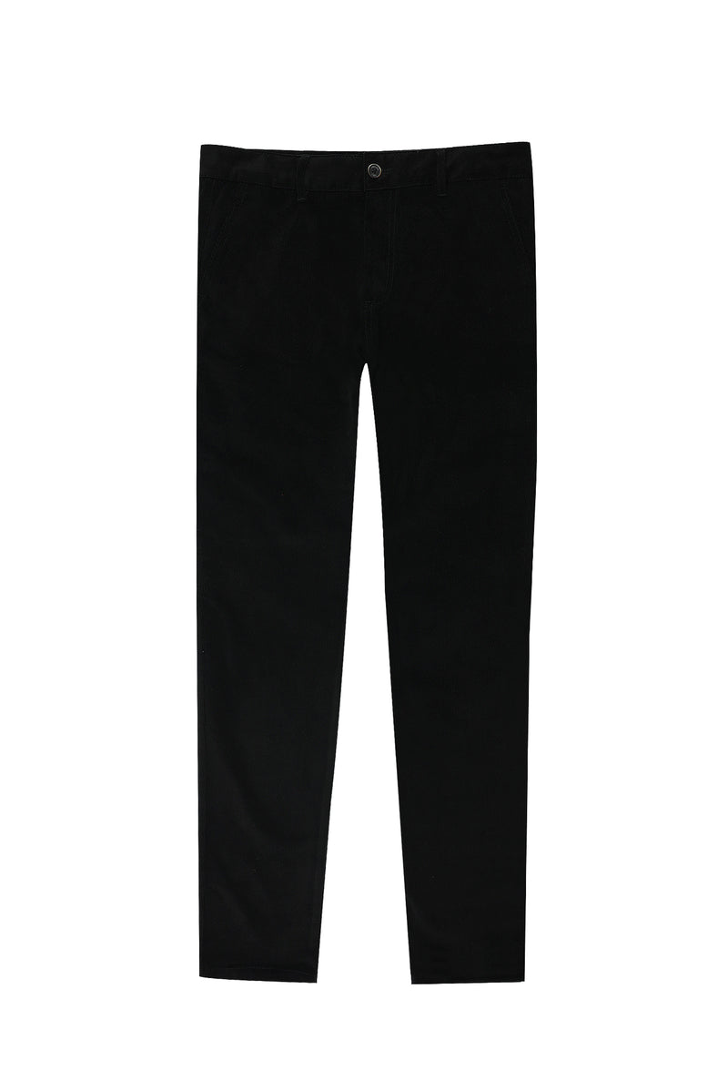 Siyah Regular Fit Likralı Kadife Pantolon