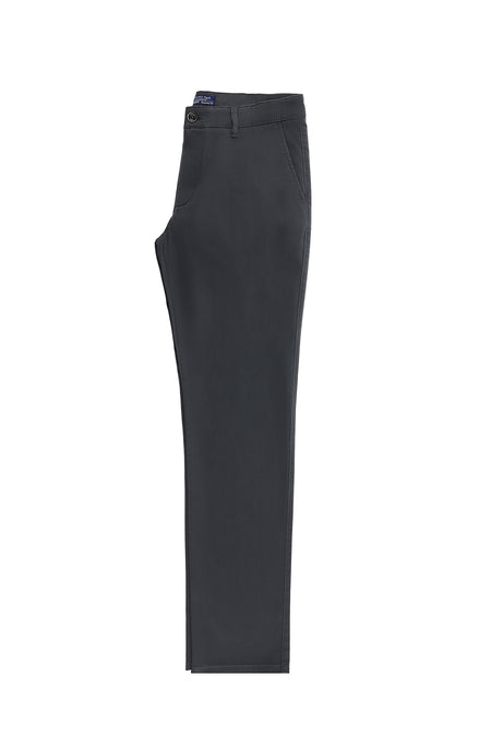 Orta Antrasit Slim Fit Dar Kesim Likralı Kanvas / Chino Pantolon