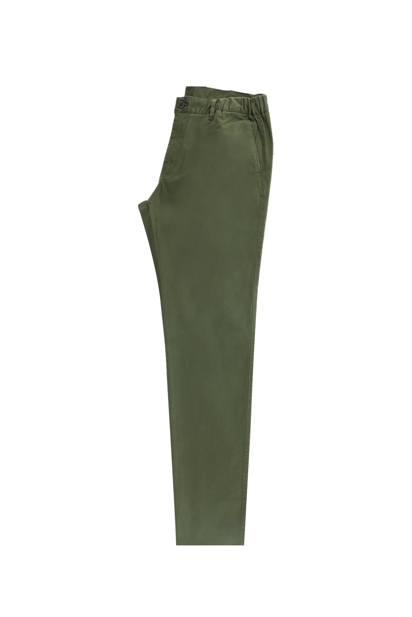 Yağ Yeşili-Olive Regular Fit Beli Lastikli Likralı Pantolon