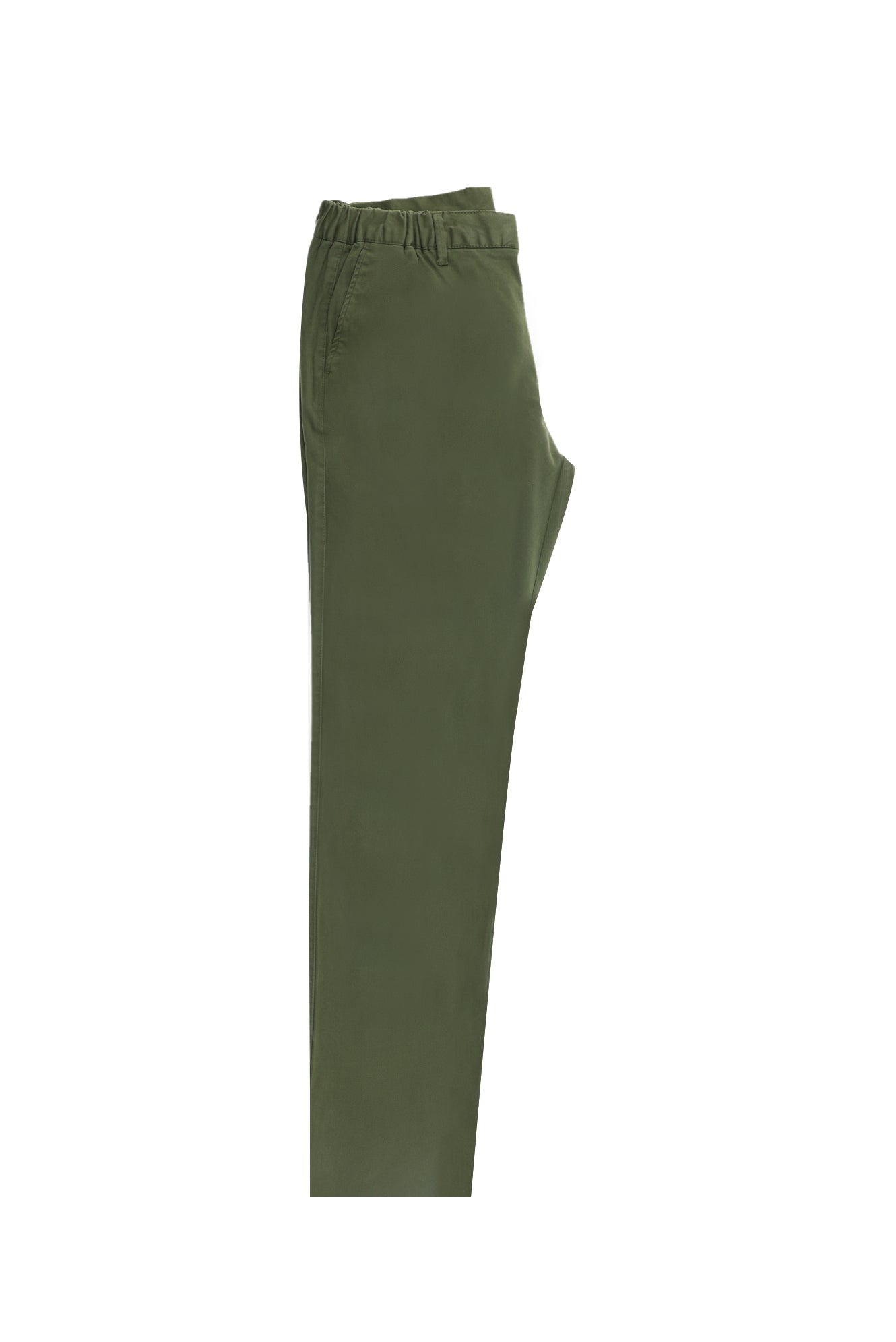 Yağ Yeşili-Olive Regular Fit Beli Lastikli Likralı Pantolon
