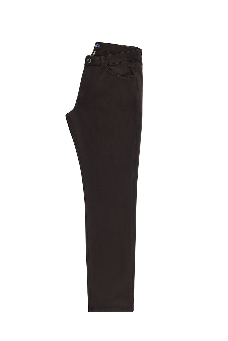 Koyu Kahve Regular Fit Likralı Kanvas / Chino Pantolon