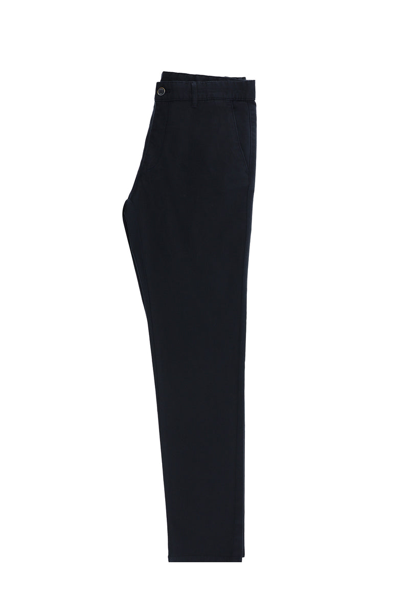 Koyu Lacivert Regular Fit Desenli Likralı Kanvas / Chino Pantolon