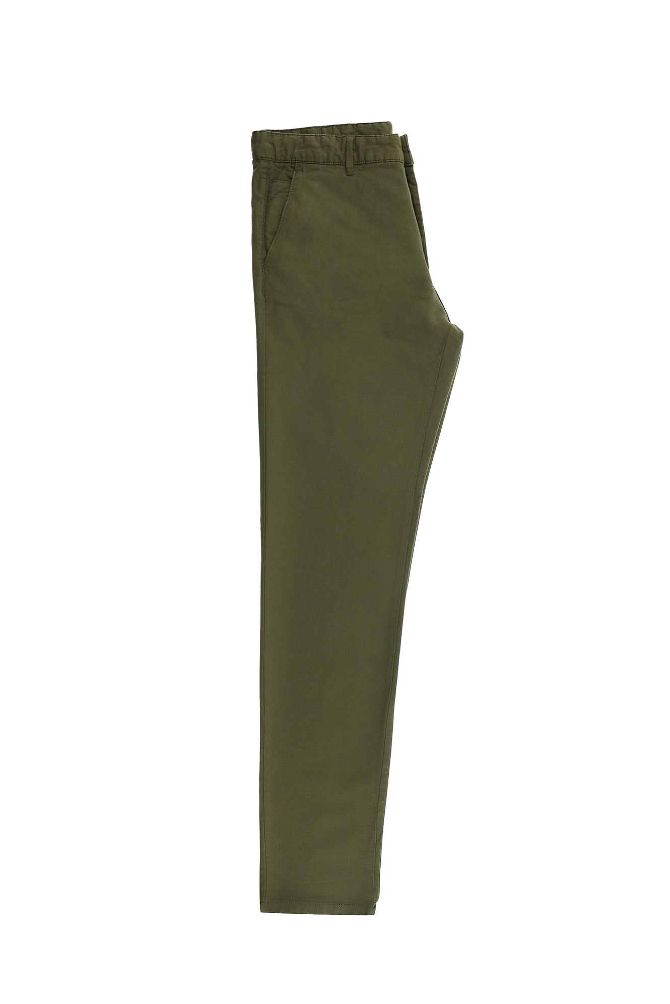 Yağ Yeşili-Olive Regular Fit Desenli Likralı Kanvas / Chino Pantolon