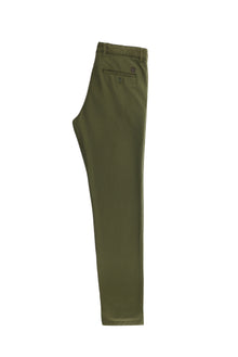 Yağ Yeşili-Olive Regular Fit Desenli Likralı Kanvas / Chino Pantolon