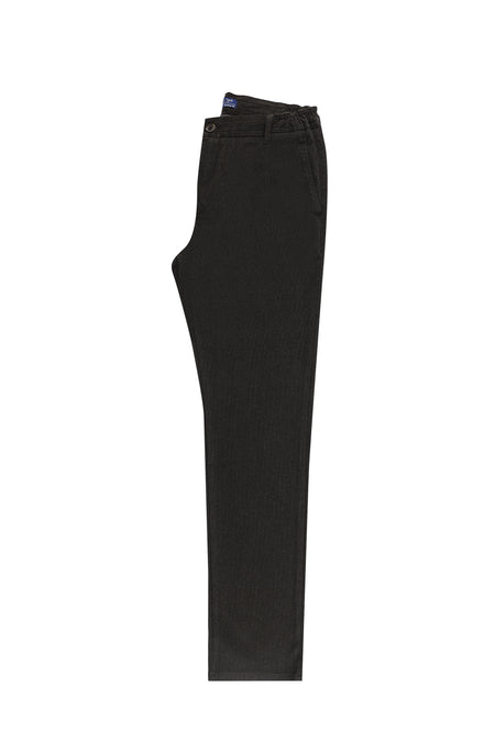 Koyu Kahve Slim Fit Dar Kesim Beli Lastikli Desenli Likral? Pantolon-Abdullah Ki??l?