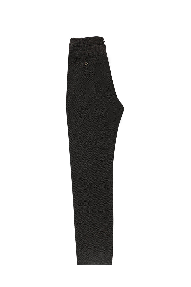 Koyu Kahve Slim Fit Dar Kesim Beli Lastikli Desenli Likralı Pantolon
