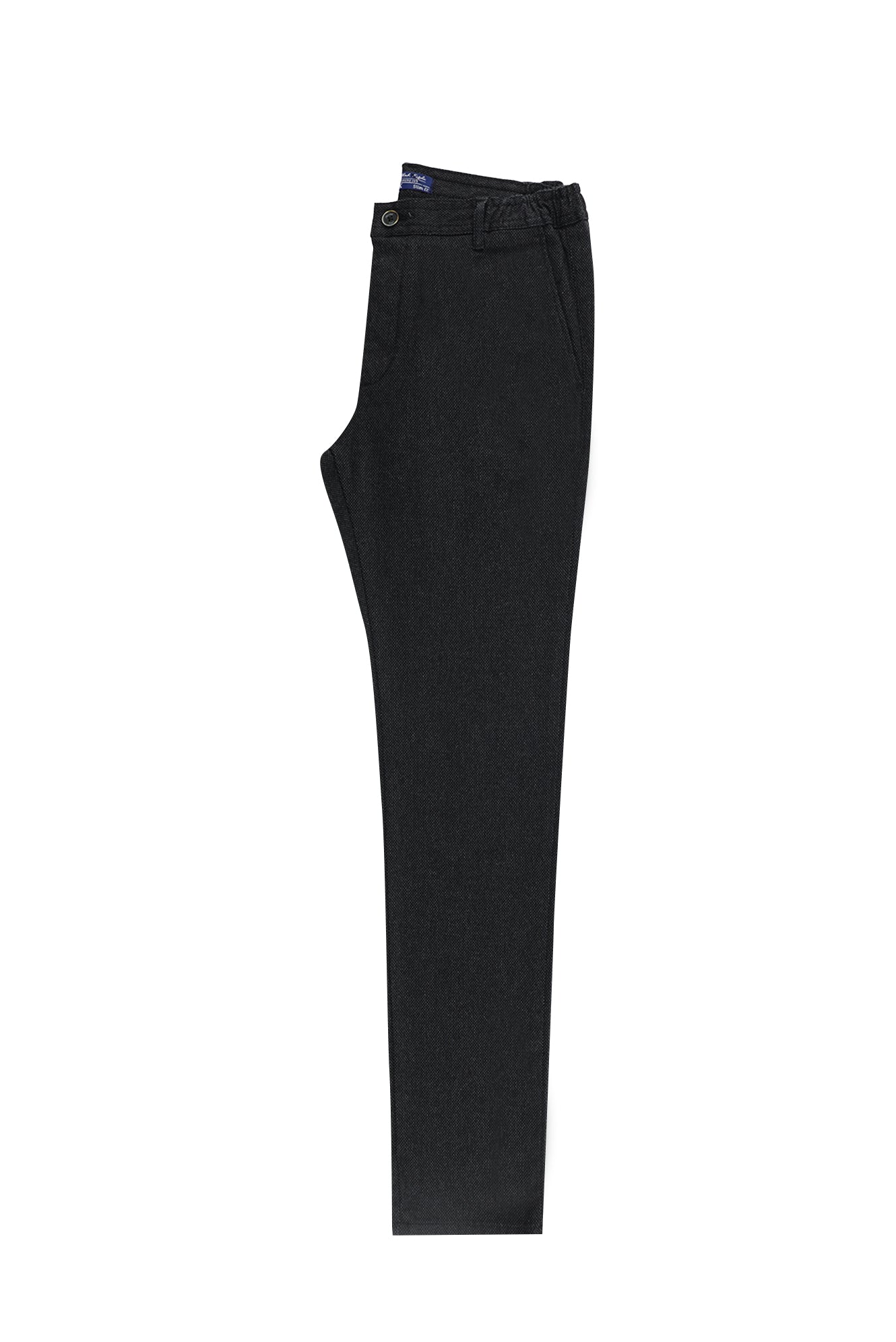 Koyu Antrasit Slim Fit Dar Kesim Beli Lastikli Desenli Likralı Pantolon