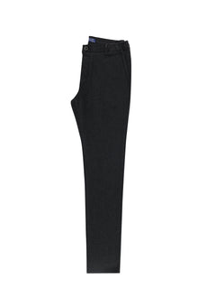 Koyu Antrasit Slim Fit Dar Kesim Beli Lastikli Desenli Likral? Pantolon-Abdullah Ki??l?