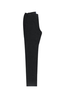 Koyu Antrasit Slim Fit Dar Kesim Beli Lastikli Desenli Likralı Pantolon