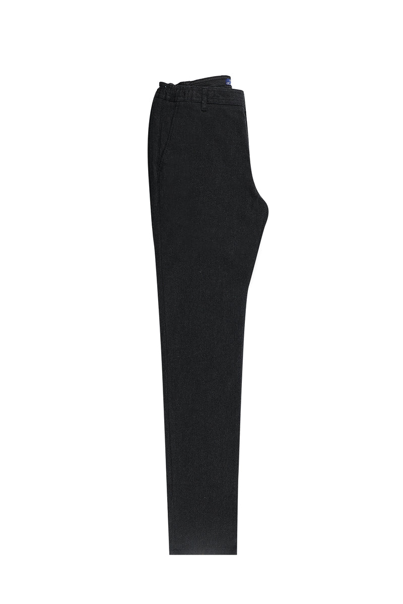 Koyu Antrasit Slim Fit Dar Kesim Beli Lastikli Desenli Likralı Pantolon