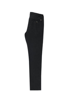 Koyu Antrasit Slim Fit Dar Kesim Beli Lastikli Desenli Likral? Pantolon-Abdullah Ki??l?