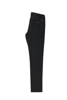 Koyu Antrasit Slim Fit Dar Kesim Beli Lastikli Desenli Likralı Pantolon