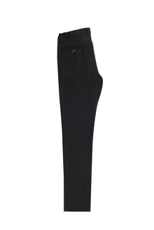 Koyu Antrasit Slim Fit Dar Kesim Beli Lastikli Desenli Likralı Pantolon