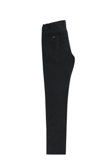 Koyu Antrasit Slim Fit Dar Kesim Beli Lastikli Desenli Likral? Pantolon-Abdullah Ki??l?