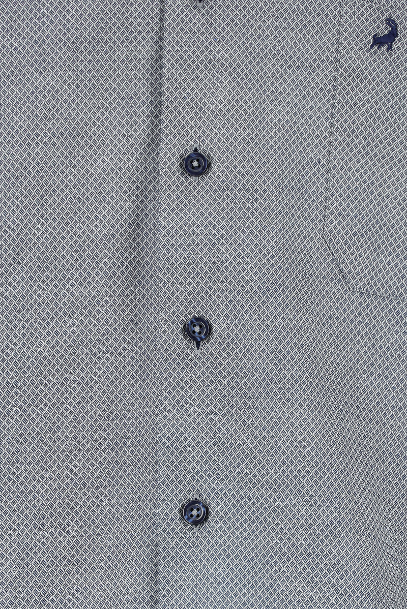 Koyu Mavi  Uzun Kol Regular Fit Desenli Pamuk Gömlek