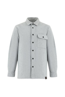 Orta Gri Uzun Kol Oversize Örme Shacket Pamuklu Gömlek